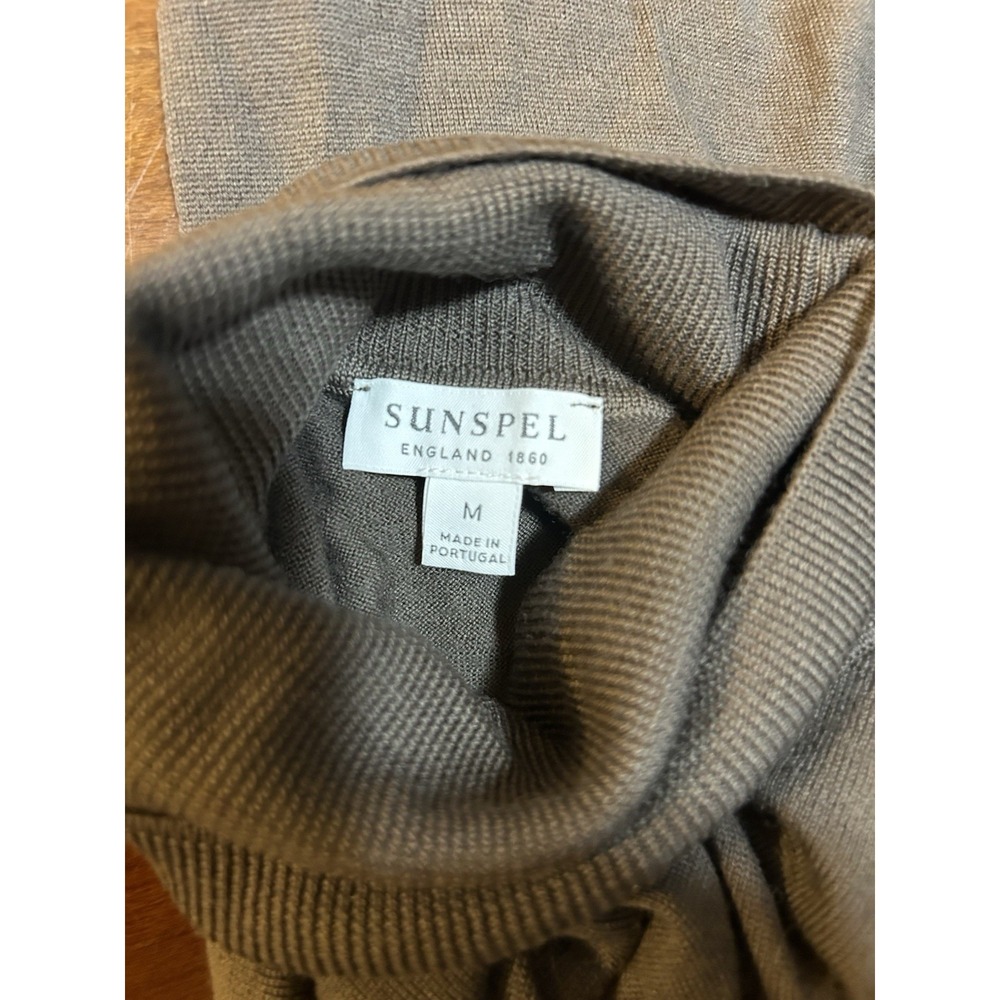 Sunspel Merino Wool Turtleneck Sweater Men's Medium Brown EUC - Picture 3 of 6